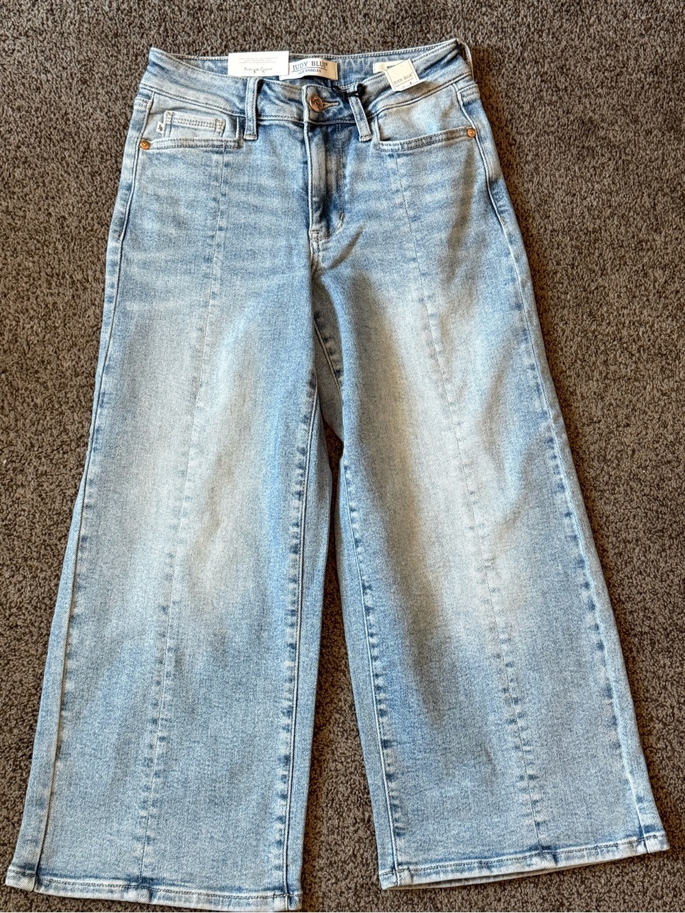 Judy Blue 0/24 Wide Leg Cropped Women's Jeans in Light Blue Denim - Picture 2 of 6